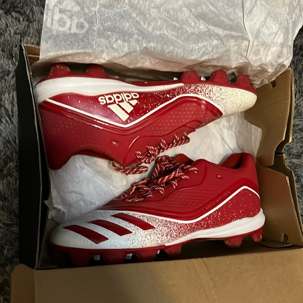 Red mens 8.5 adidas cleats